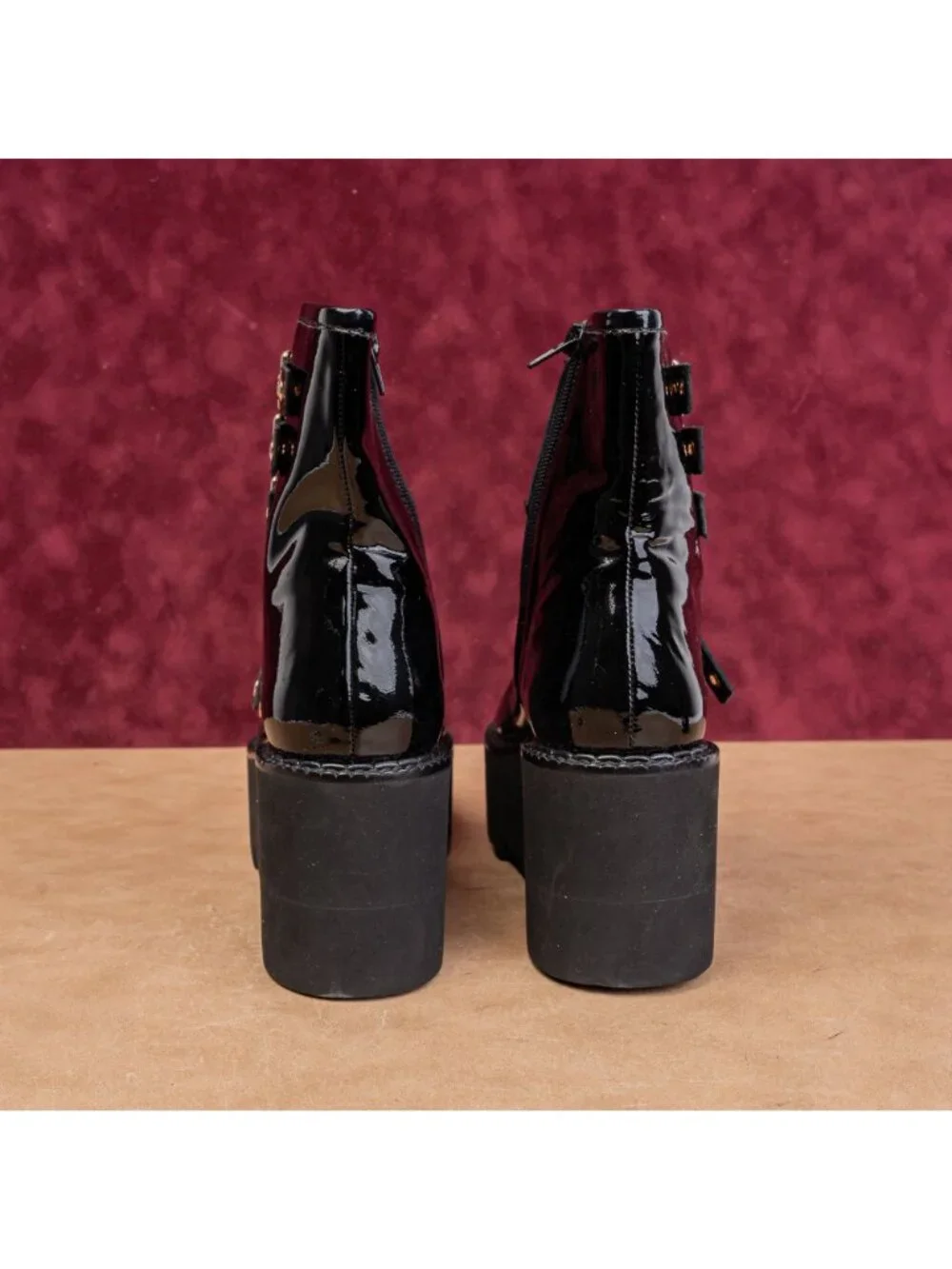 Jeffrey Campbell Wmn Party Stempunk Gothic Patent Leather Platform Boots 8.5